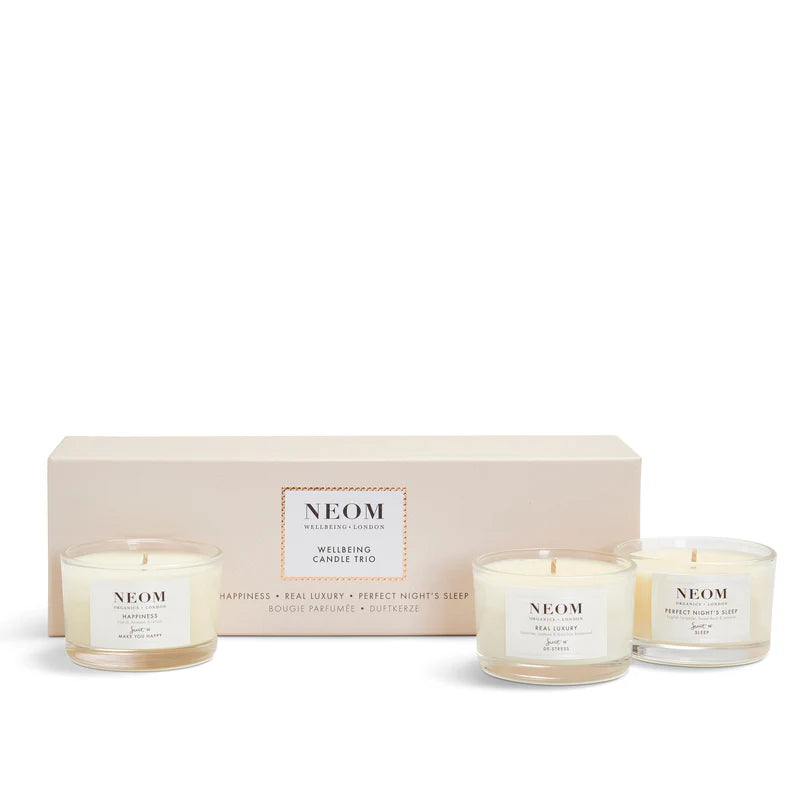 Tranquil Scent Candle Trio boxed set with minimalist packaging